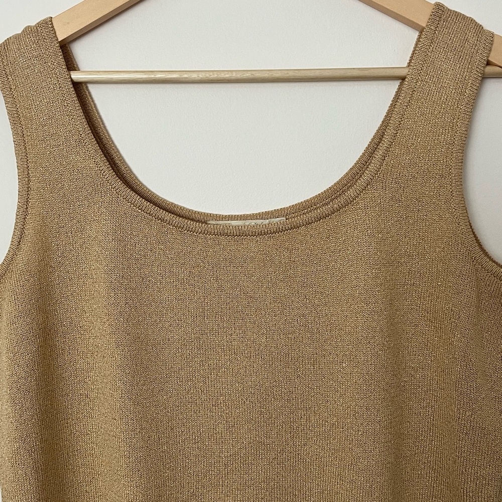 St. John Basic Gold Metallic Knit Top, Vintage - image 4
